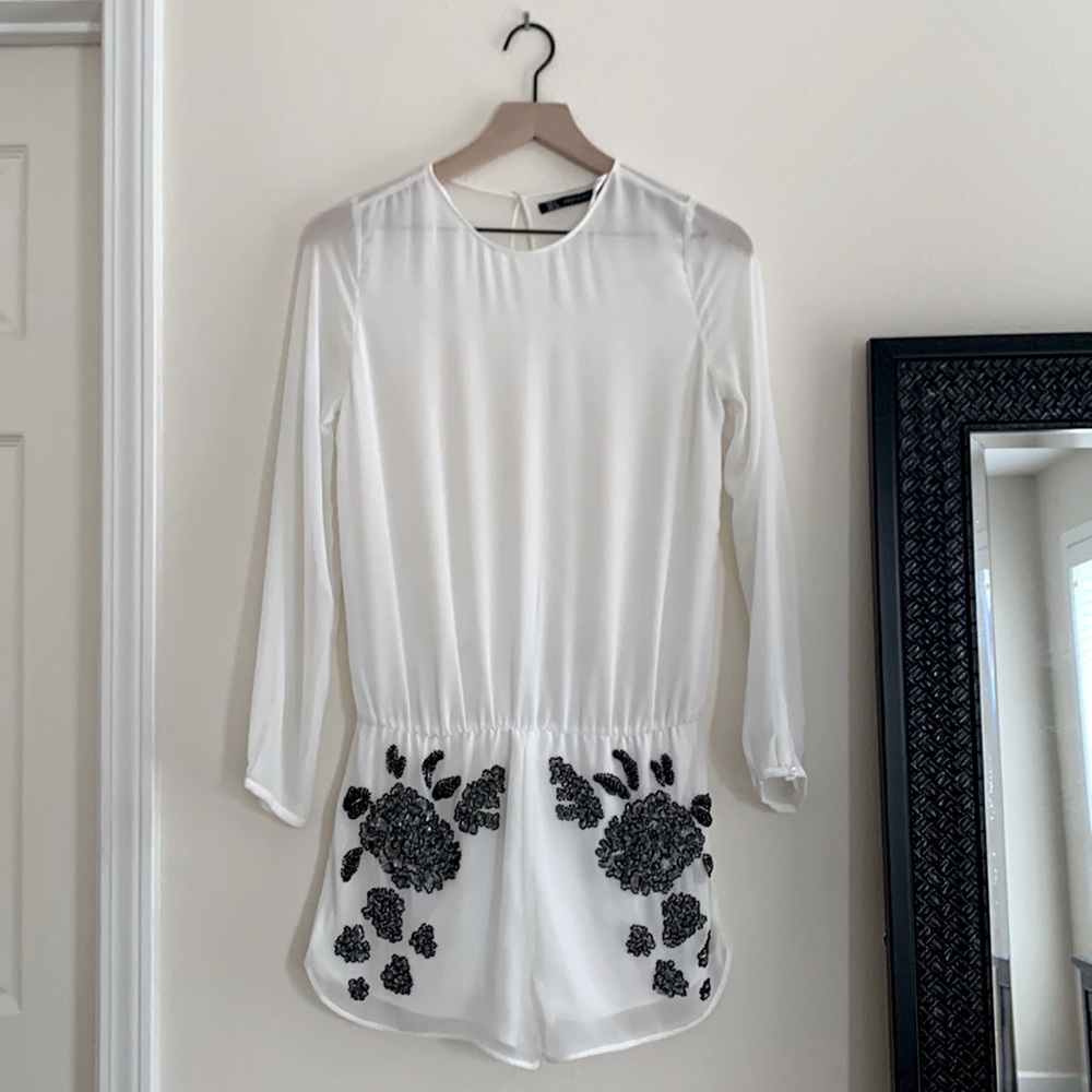 White romper from ZARA. Size Small, long sleeve